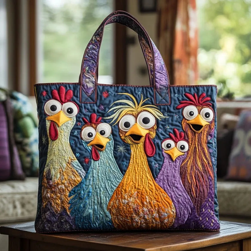 Artisan Bag Five Colourful Chickens