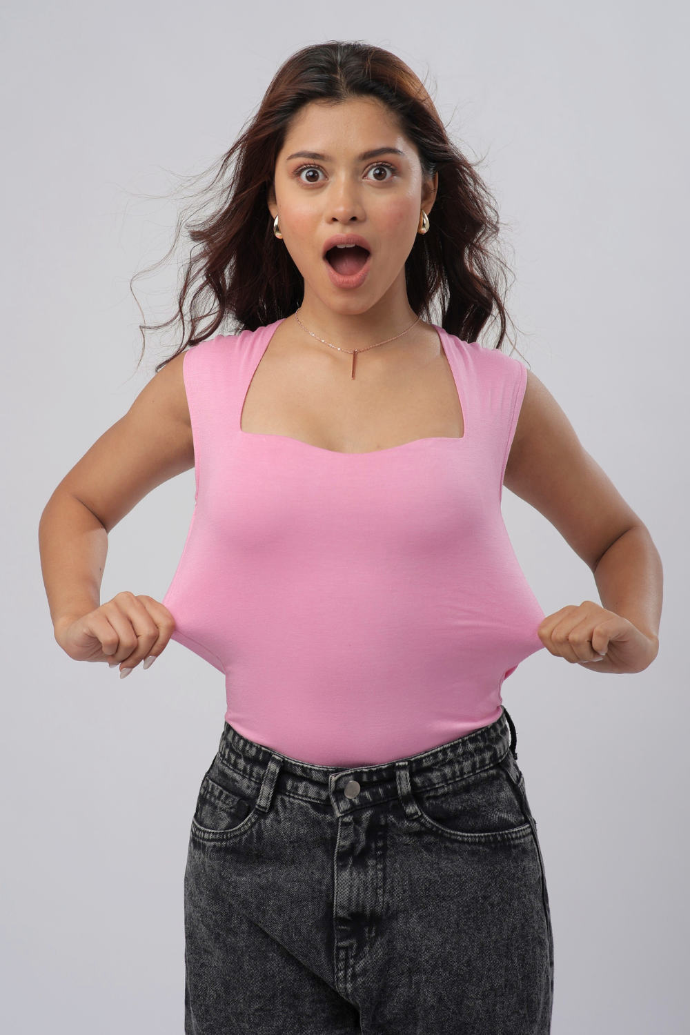 Sia Sweetheart Neckline Top - Baby Pink
