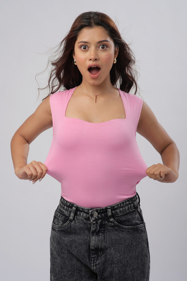 Sia Sweetheart Neckline Top - Baby Pink