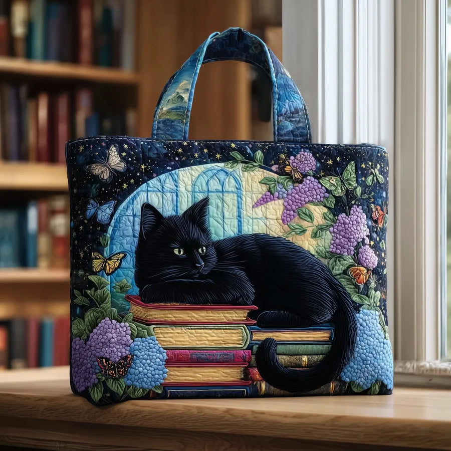 Artisan Black Cat Tote Bag on Books