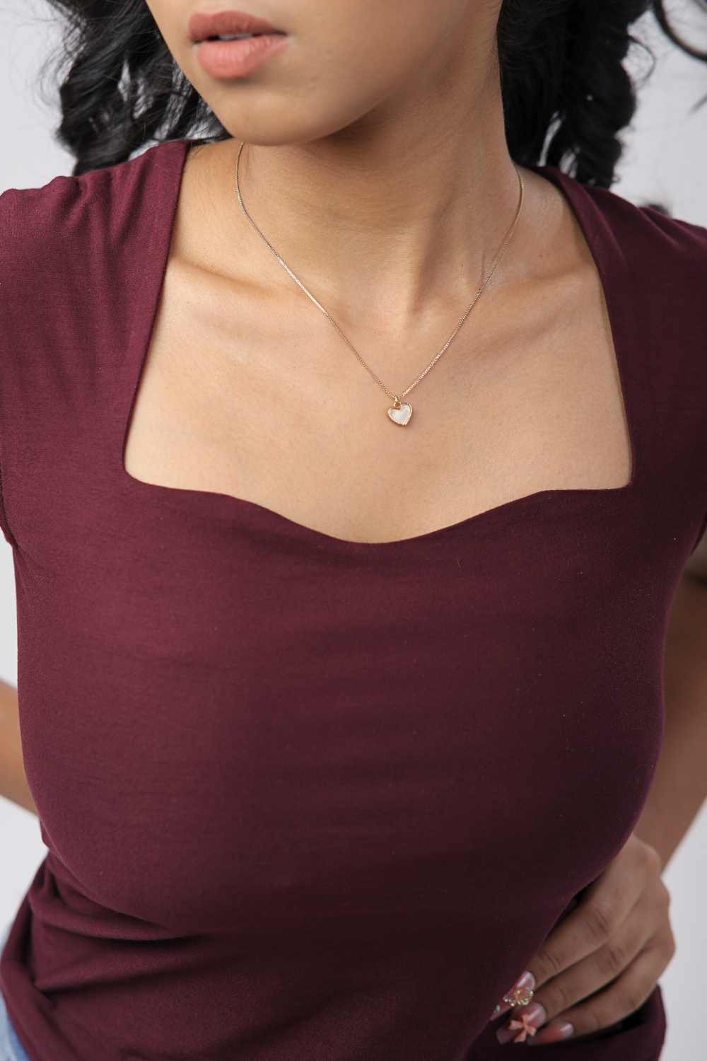 Sia Sweetheart Neckline Top - Deep Wine