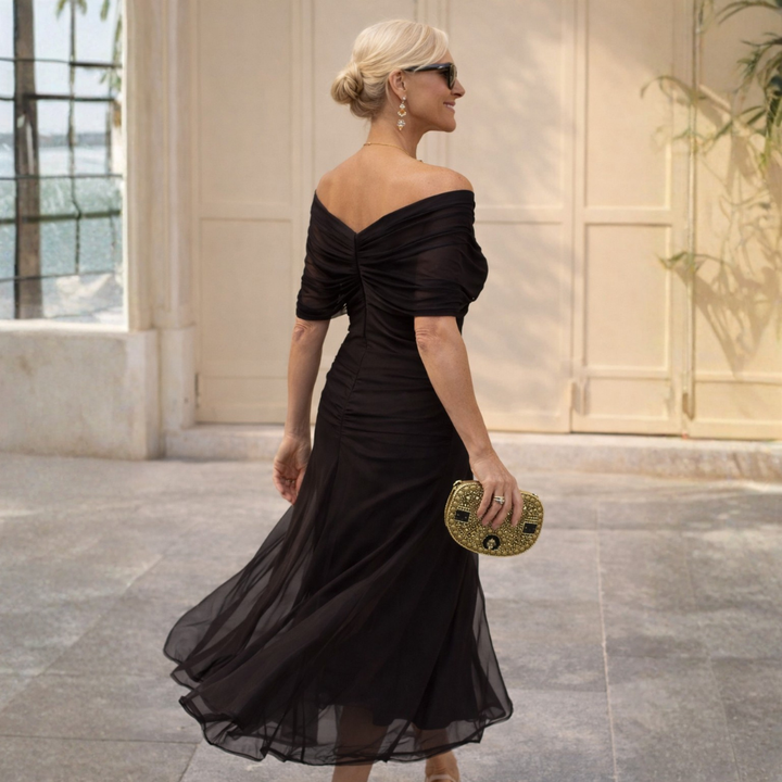 ROSSANA – Women's Off-Shoulder Chiffon Maxi Dress