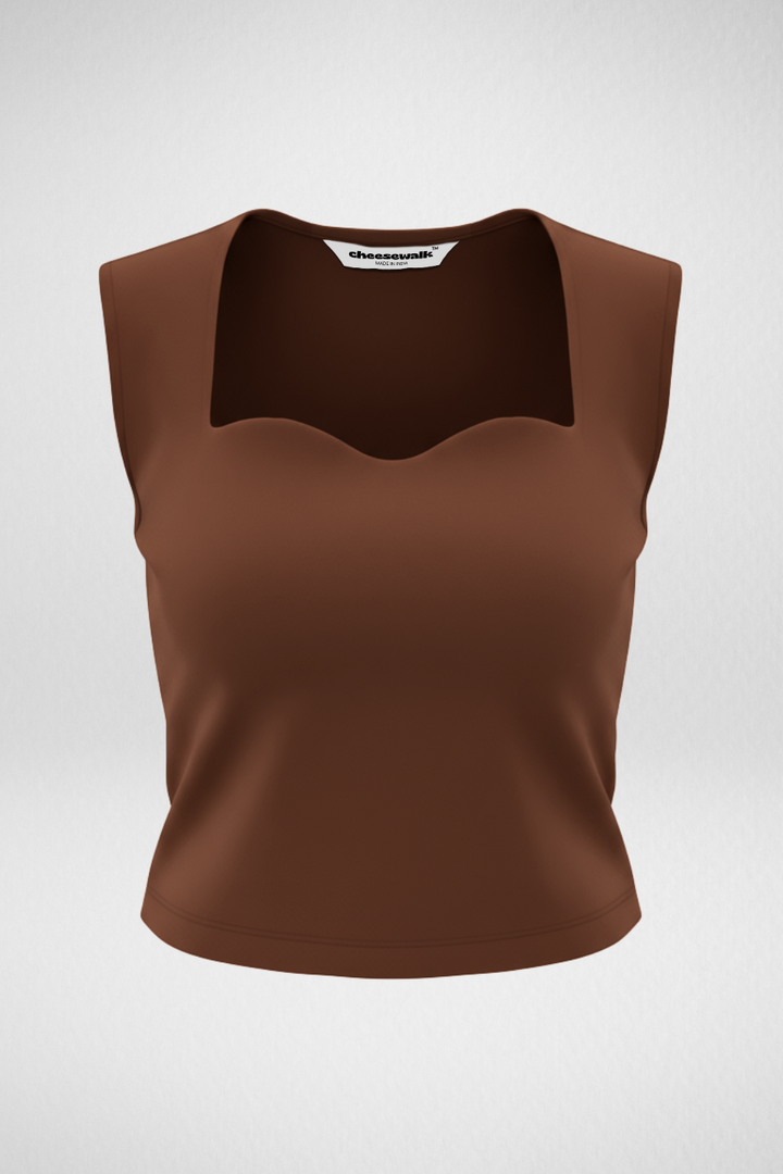 Sia Sweetheart Neckline Top - Mocha Brown