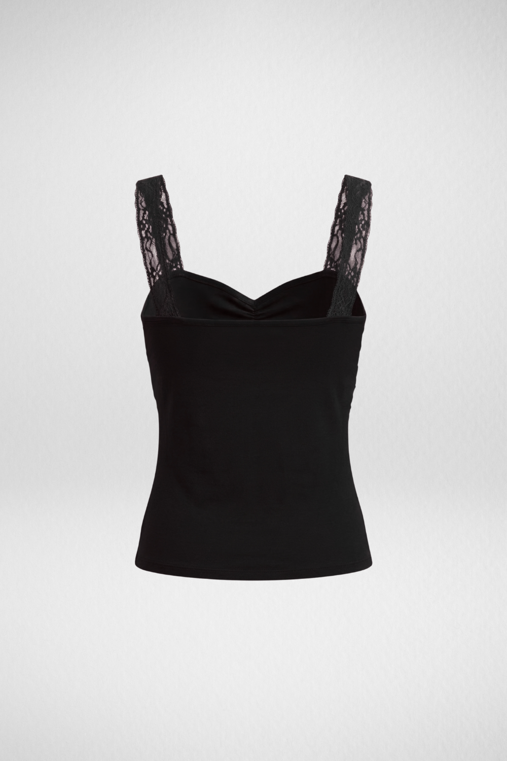 Lucy Lace Sweetheart Ruched Top- Black