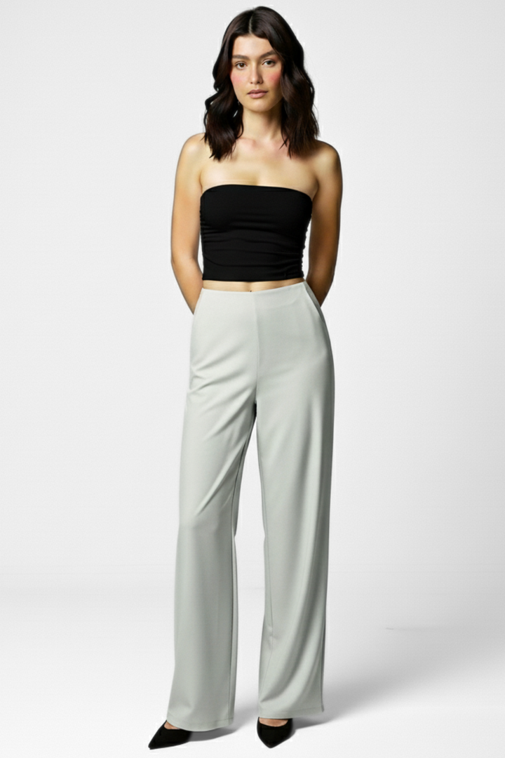 Boss Babe High Waist Wide Leg Pants - Grey