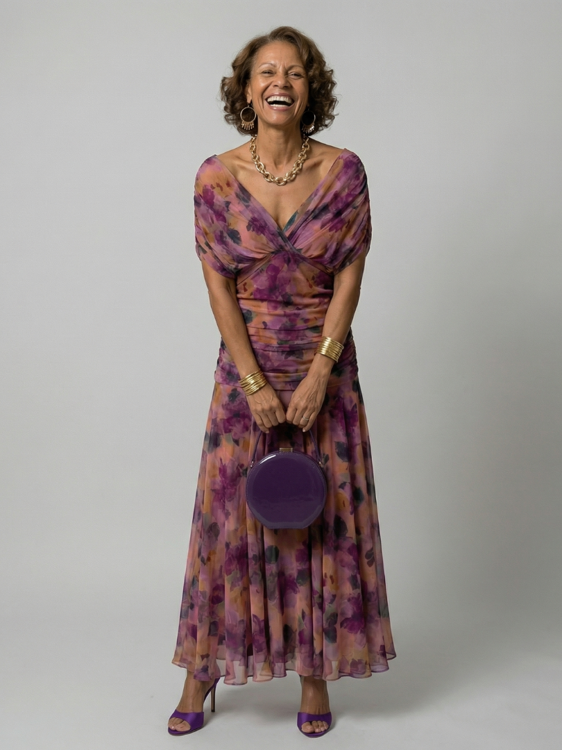 Calen | Robe Midi Décontractée à Épaules Dénudées