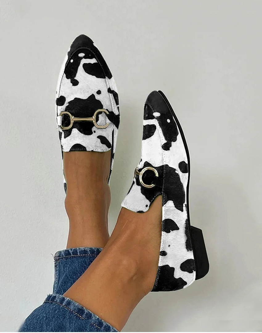 Diana | Printed loafers with buckle detail