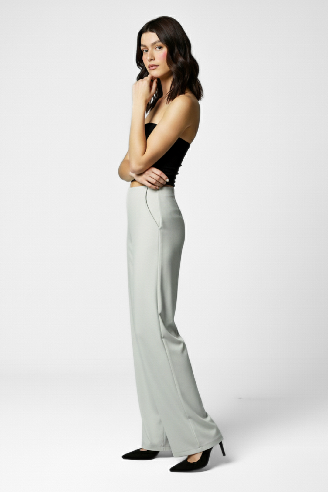 Boss Babe High Waist Wide Leg Pants - Grey