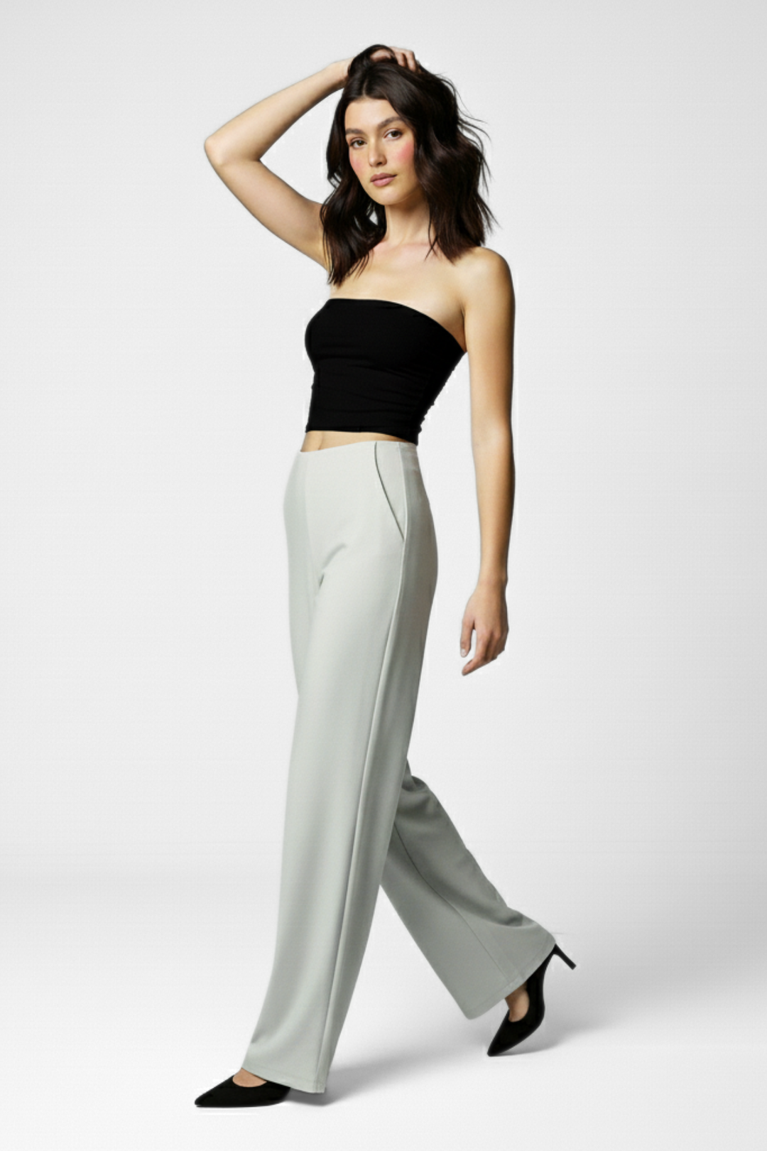 Boss Babe High Waist Wide Leg Pants - Grey