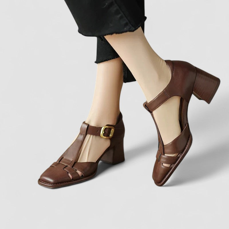 Elyxiana | Talons Blocs T-Strap Orthopédiques