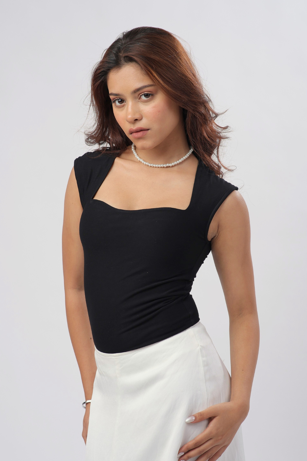 Sia Sweetheart Neckline Top - Black