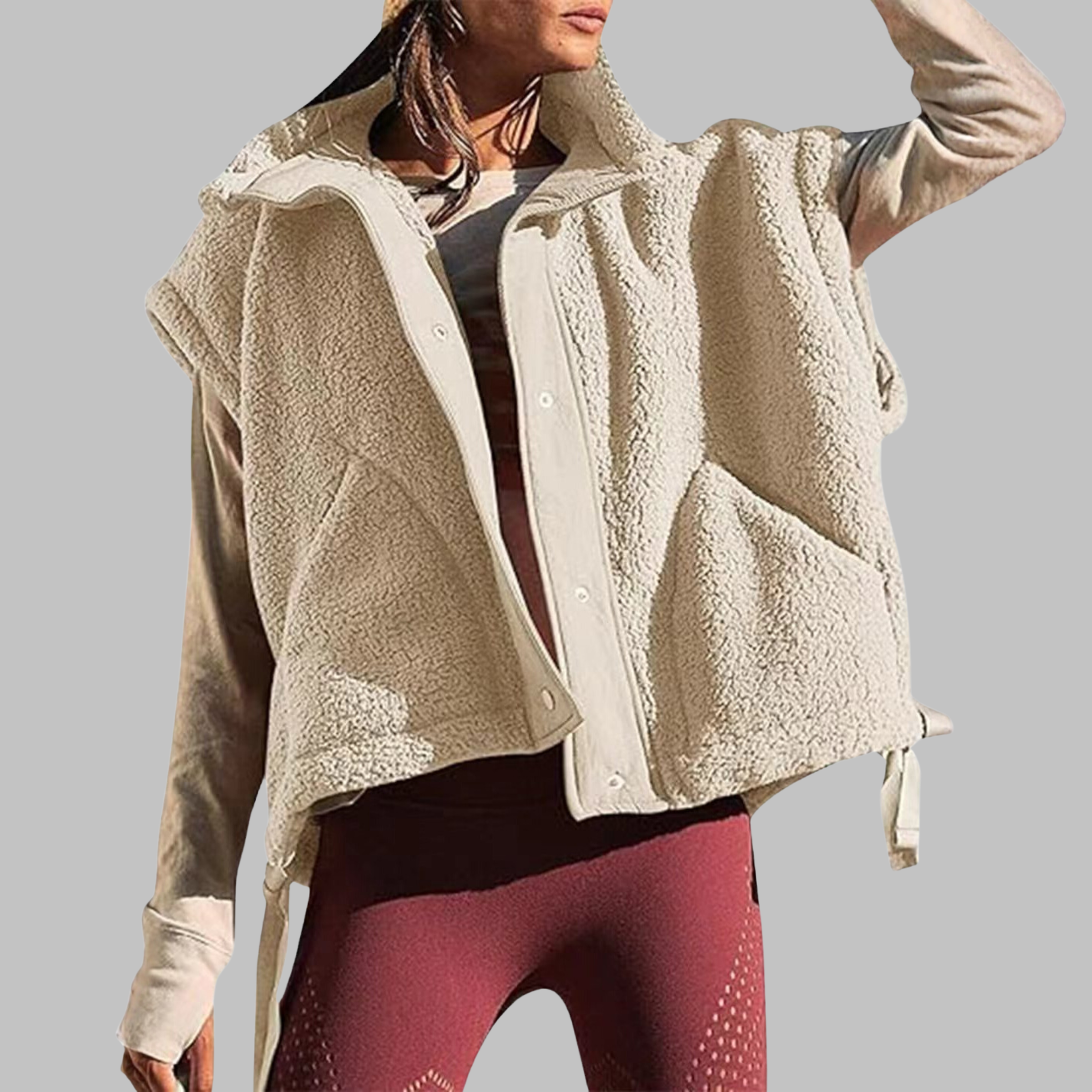 RAY | Comfy Warm Fleece Sleeveless Button Down Vest