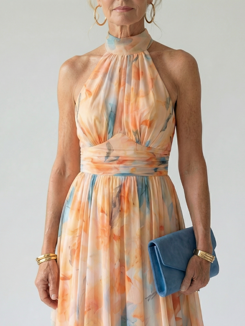 Elin | Robe Midi à Col Halter Doux
