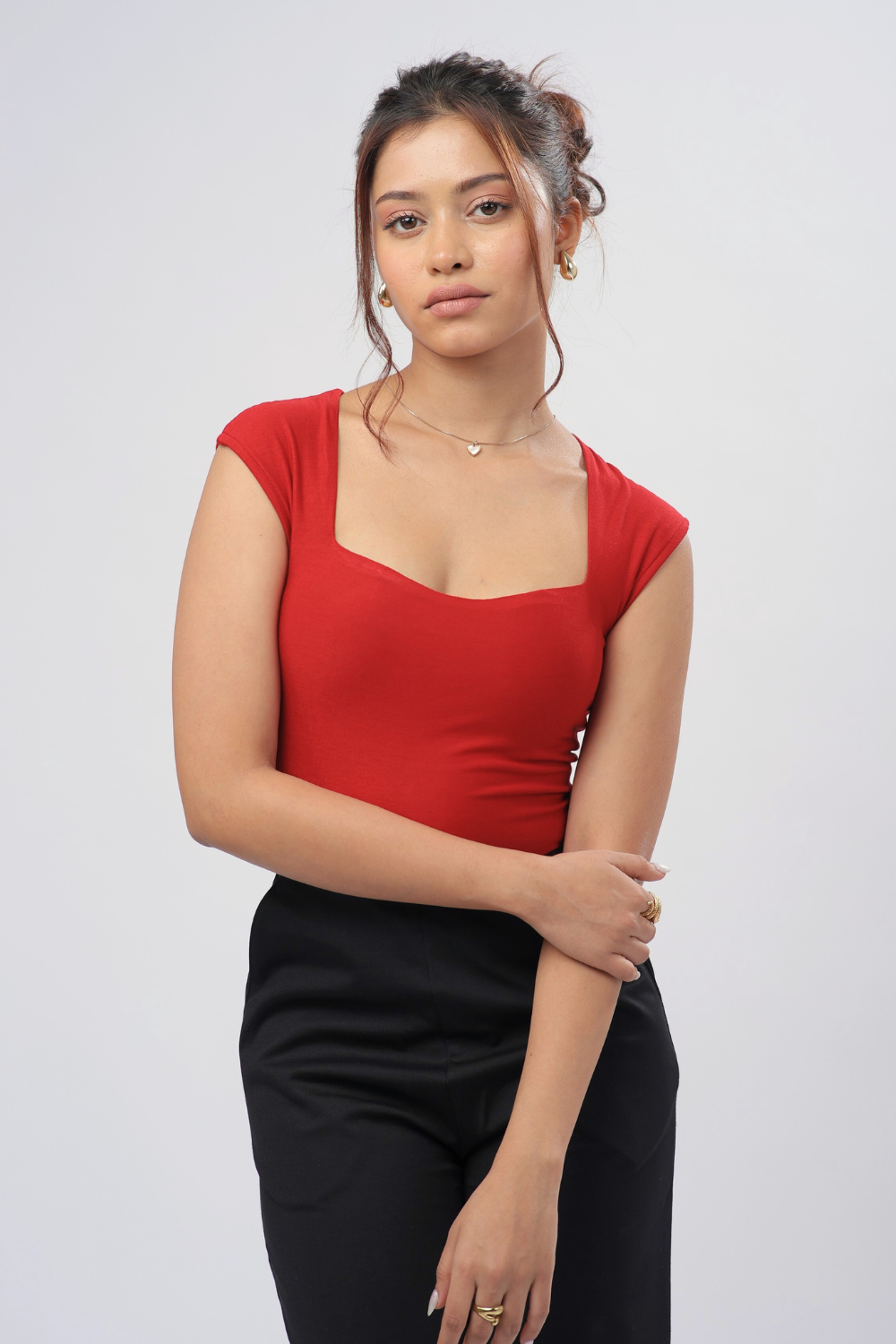 Sia Sweetheart Neckline Top - Ruby Red