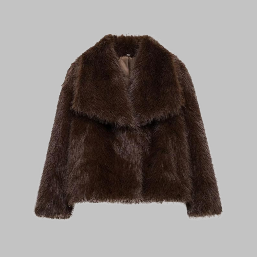Elsie | Classy Long Sleeve Collared Fuzzy Coat