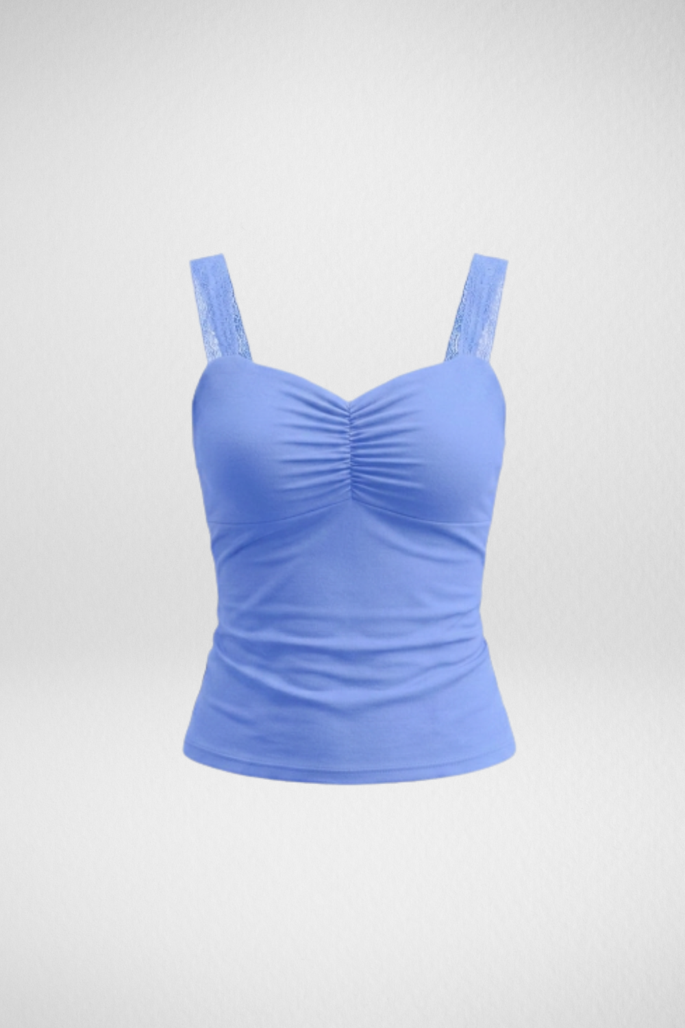 Lucy Lace Sweetheart Ruched Top- Sky Blue