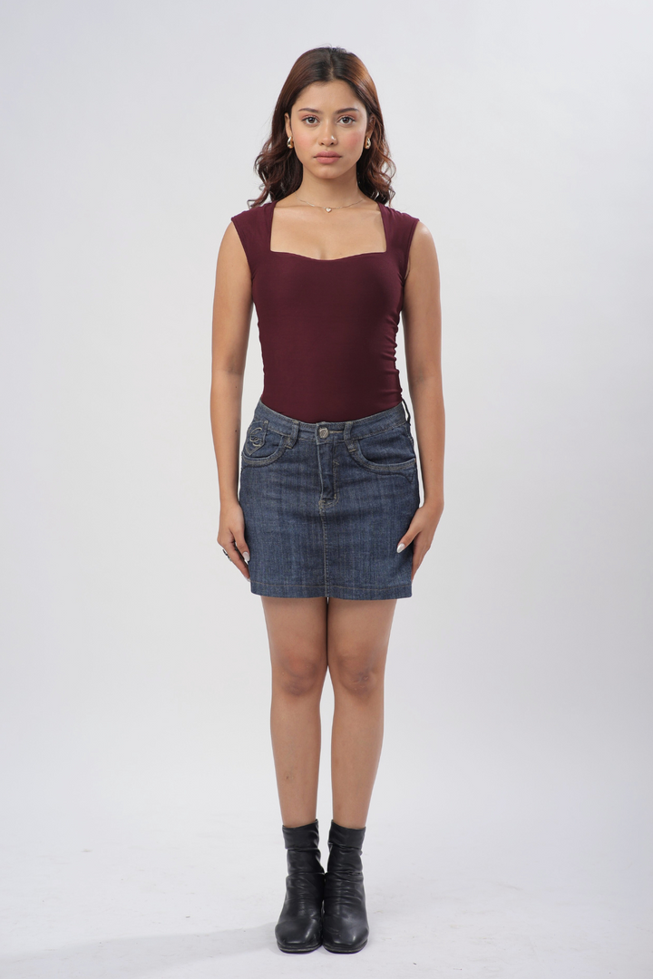 Sia Sweetheart Neckline Top - Deep Wine