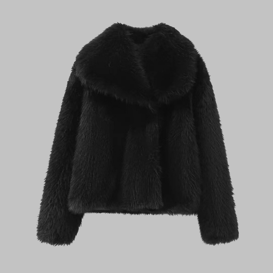 Elsie | Classy Long Sleeve Collared Fuzzy Coat