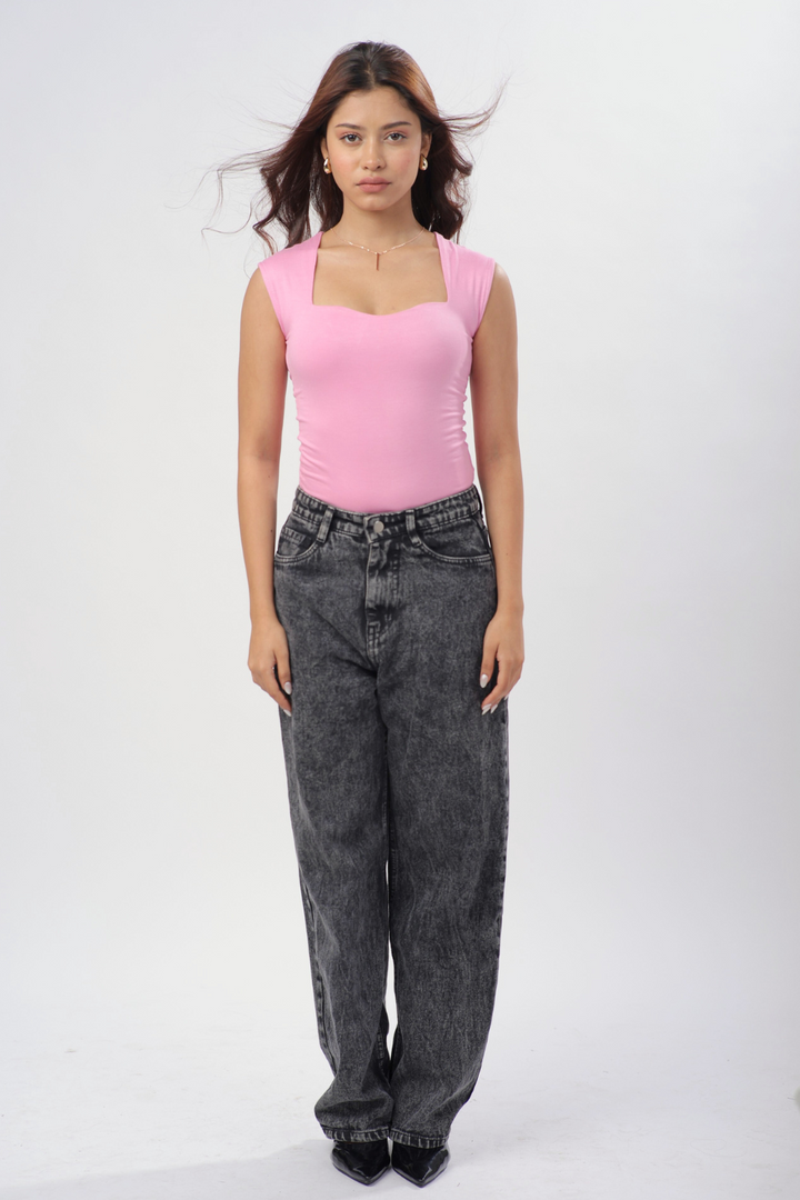 Sia Sweetheart Neckline Top - Baby Pink