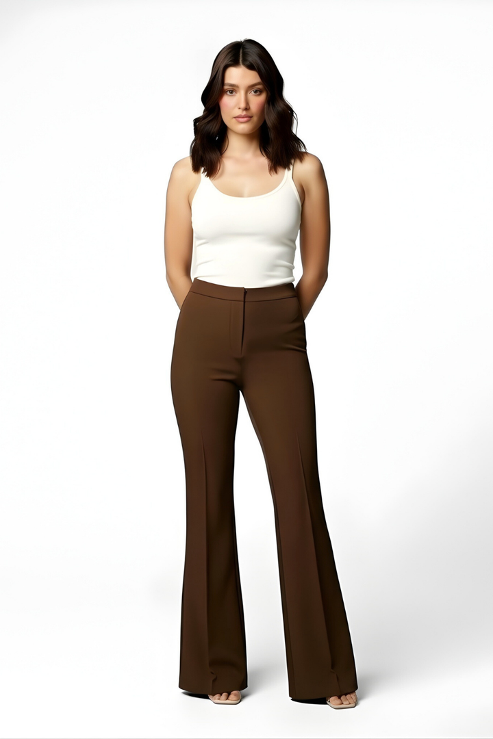 Swiss Sculpt Stretchable BootCut Flare Pants - Chocolate Brown