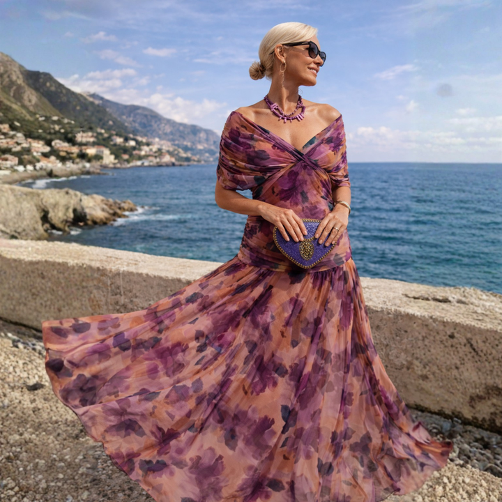 ROSSANA – Women's Off-Shoulder Chiffon Maxi Dress