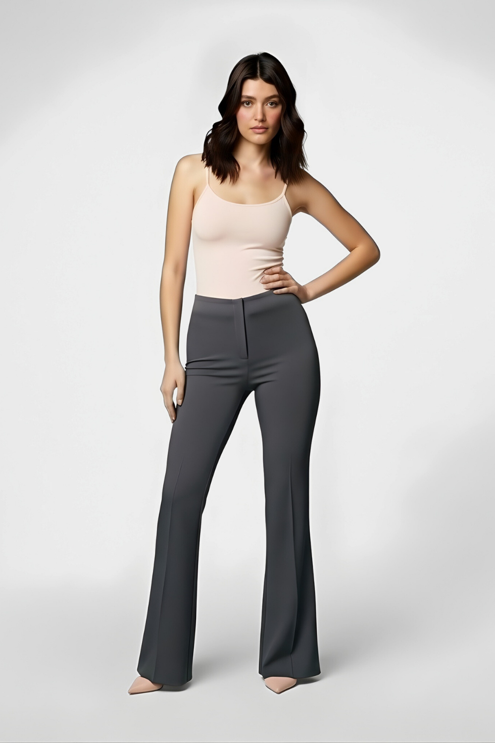 Ivy Sculpted High Waist Bootcut Trousers - Corporate Grey