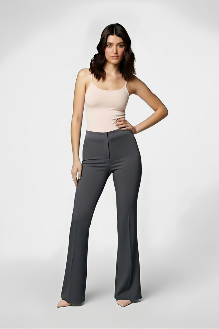 Ivy Sculpted High Waist Bootcut Trousers - Corporate Grey