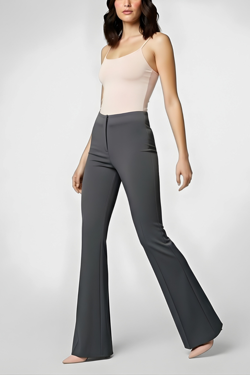 Ivy Sculpted High Waist Bootcut Trousers - Corporate Grey