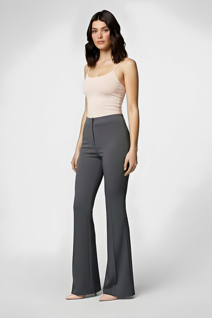 Ivy Sculpted High Waist Bootcut Trousers - Corporate Grey