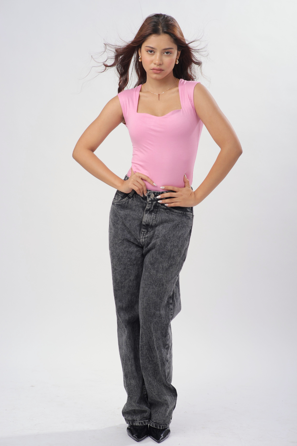 Sia Sweetheart Neckline Top - Baby Pink
