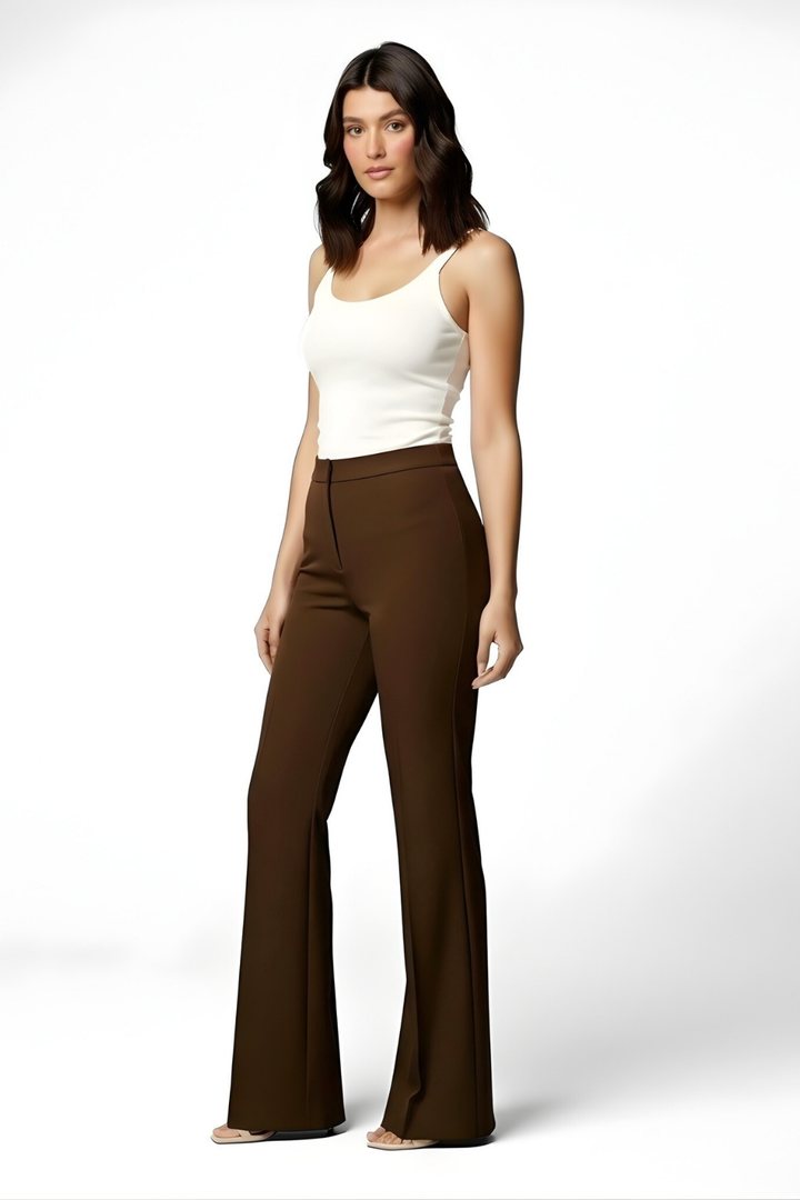 Swiss Sculpt Stretchable BootCut Flare Pants - Chocolate Brown