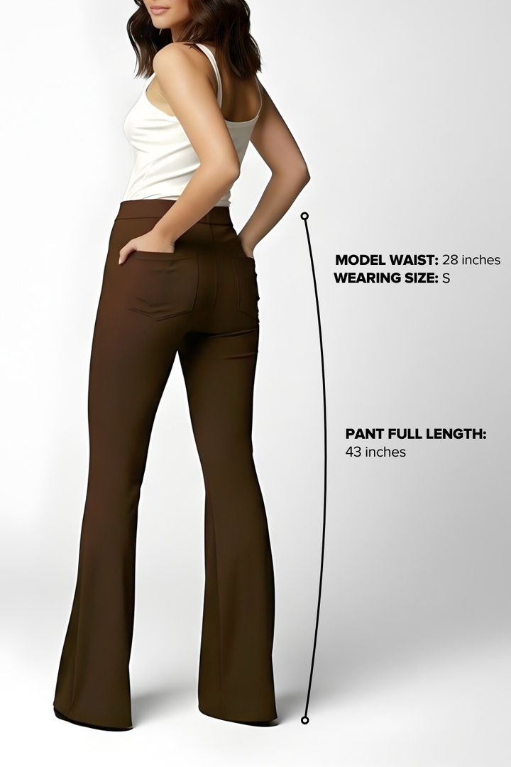 Swiss Sculpt Stretchable BootCut Flare Pants - Chocolate Brown