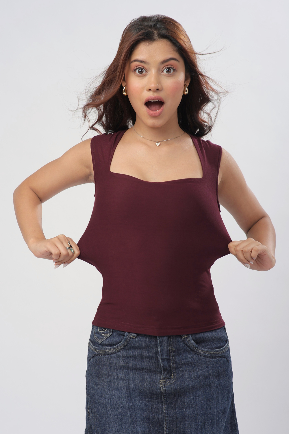Sia Sweetheart Neckline Top - Deep Wine