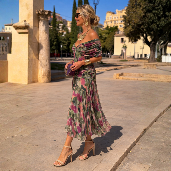 ROSSANA – Women's Off-Shoulder Chiffon Maxi Dress