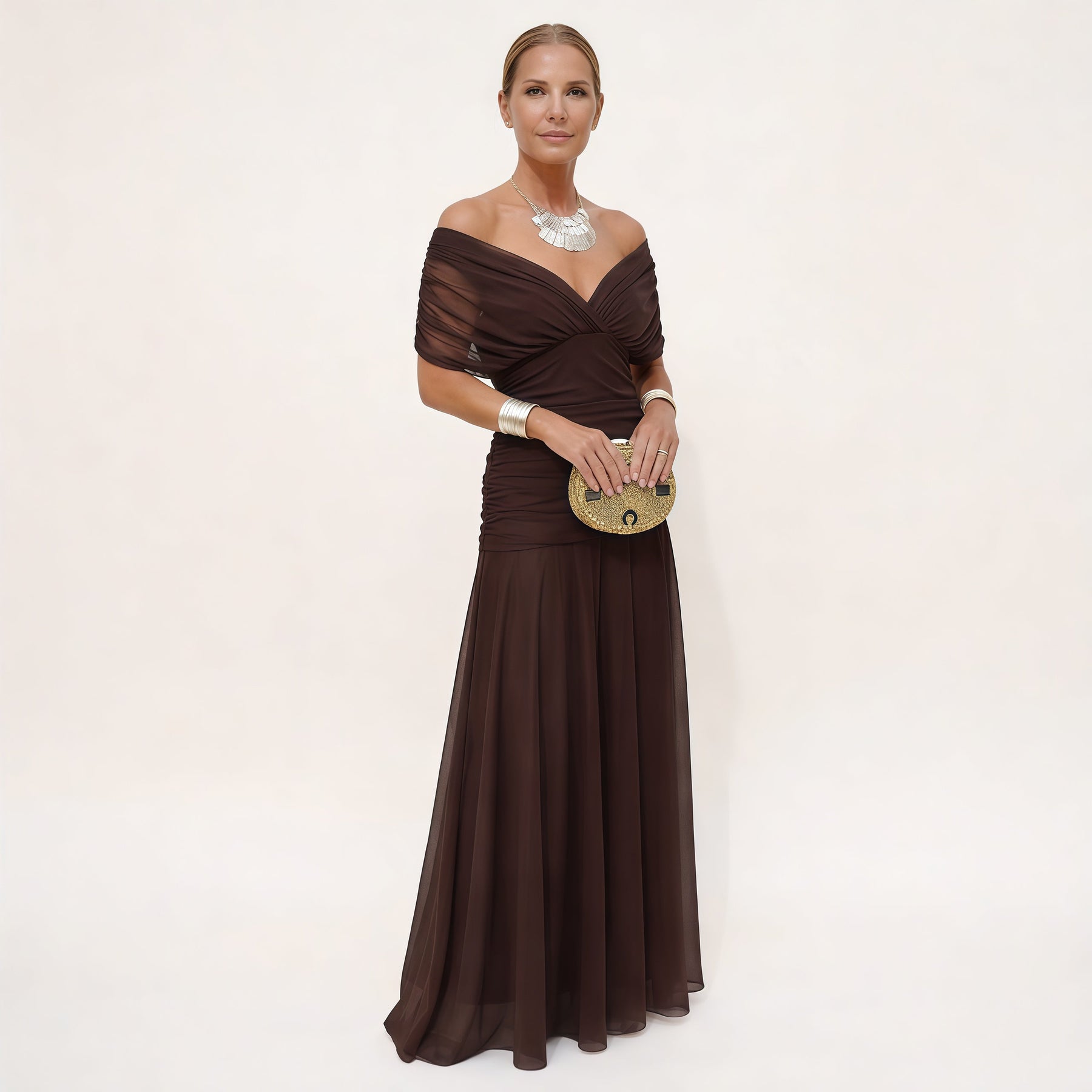 Rosalina | Long Floral V Neck Dress