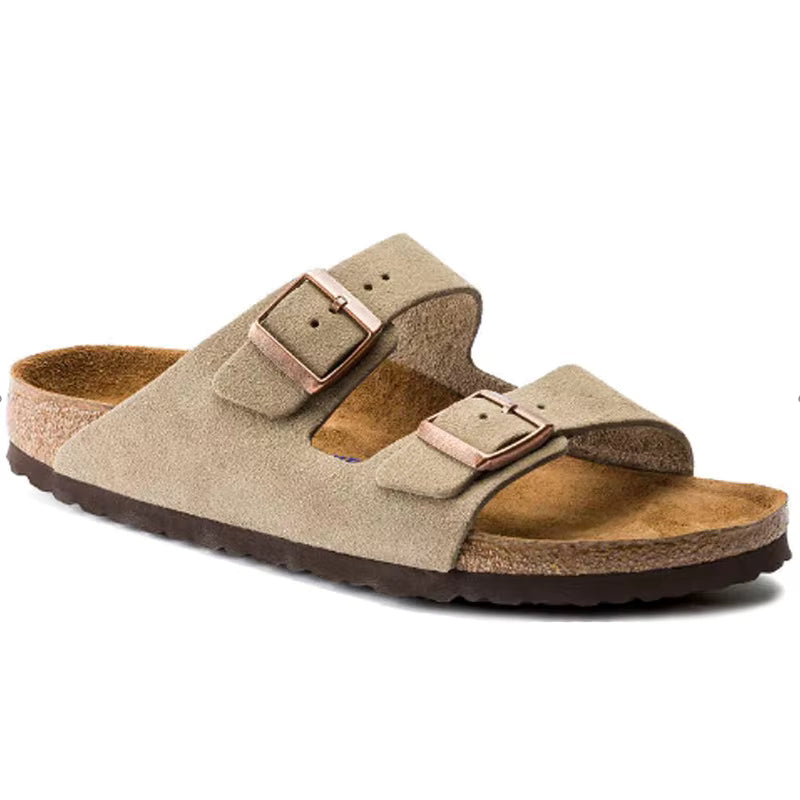 Classic Double Strap Leather Footbed Sandals