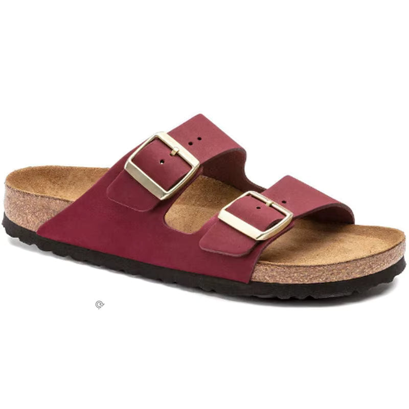 Classic Double Strap Leather Footbed Sandals