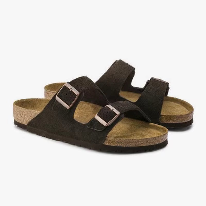 Classic Double Strap Leather Footbed Sandals