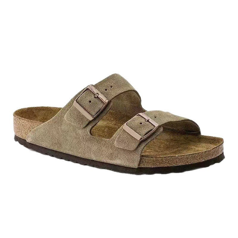 Classic Double Strap Leather Footbed Sandals
