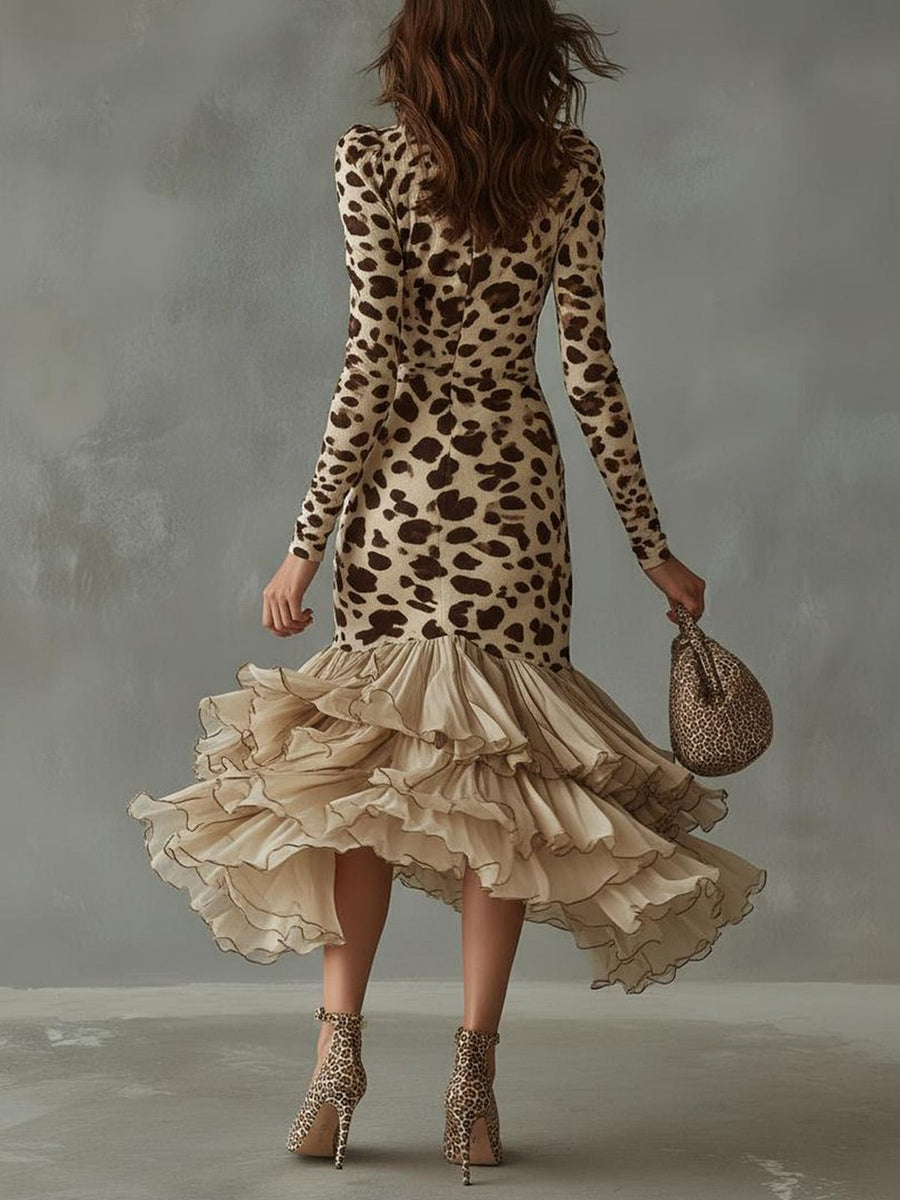 Scarlett | Leopard Print Ruffle Dress