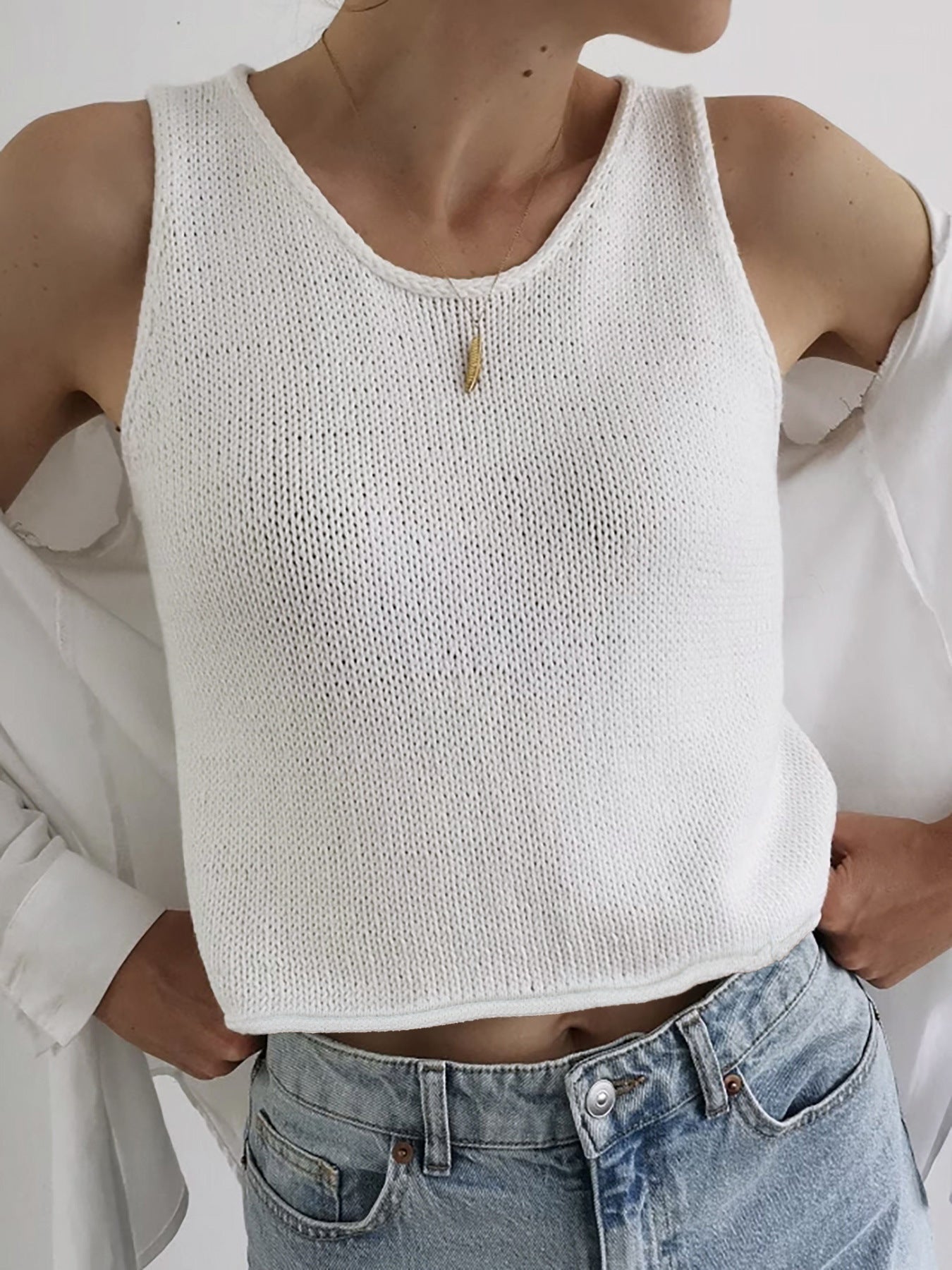 KAREEM | Casual Round Neck Vest Pullover Top