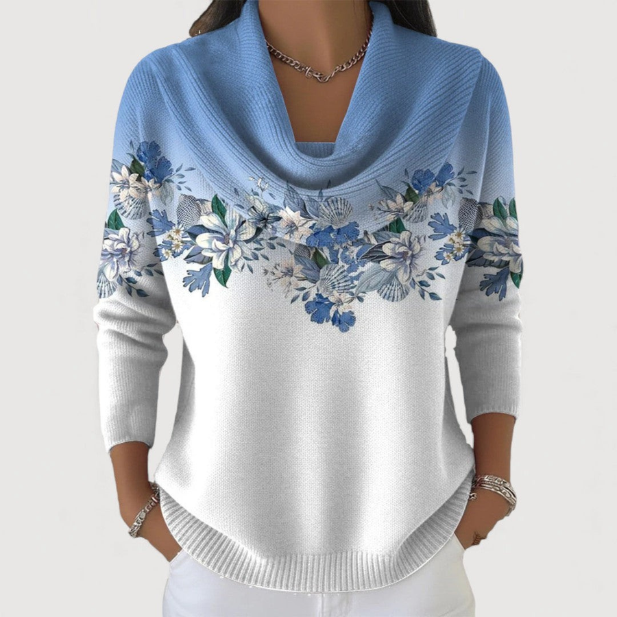 Haven | Draped - Neck Floral Knit