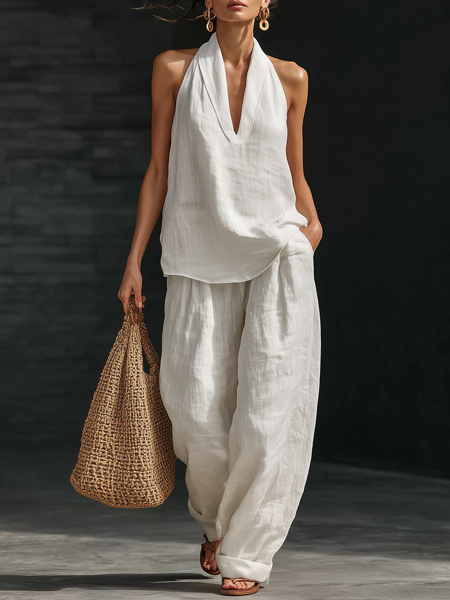 Charlotte | Sleeveless set with wide trousers
