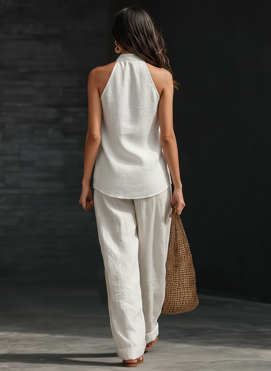 Charlotte | Sleeveless set with wide trousers
