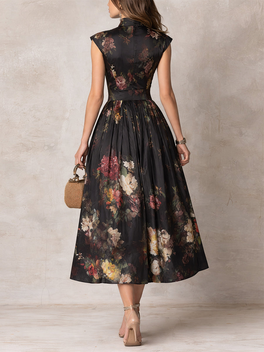 Barbara | Floral Pleated Midi Dress