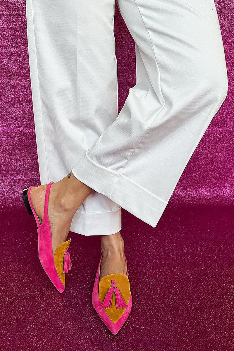 Jasmine | Ballet flats with fringe and ankle strap