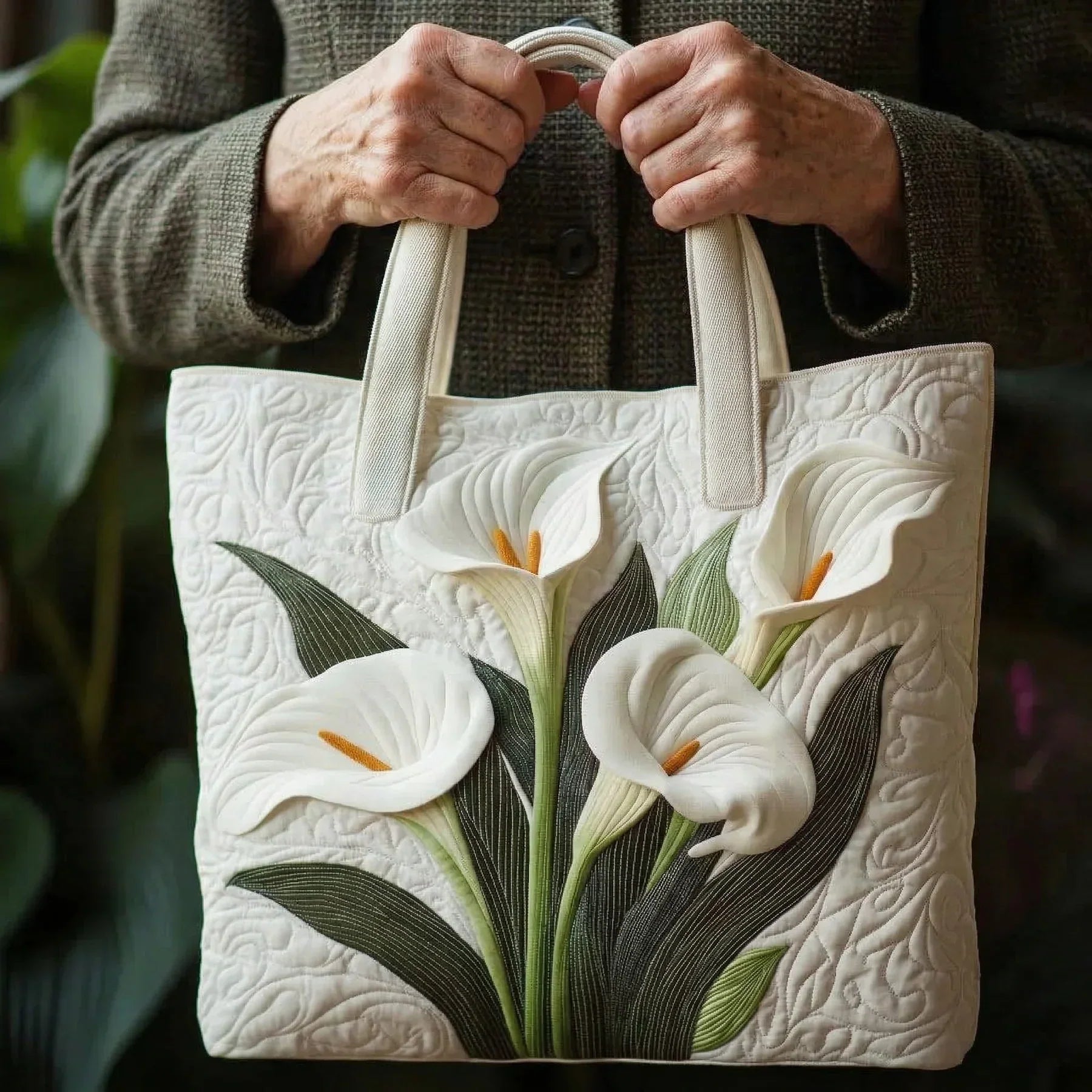 Artisanal Quilted Shell White Bag