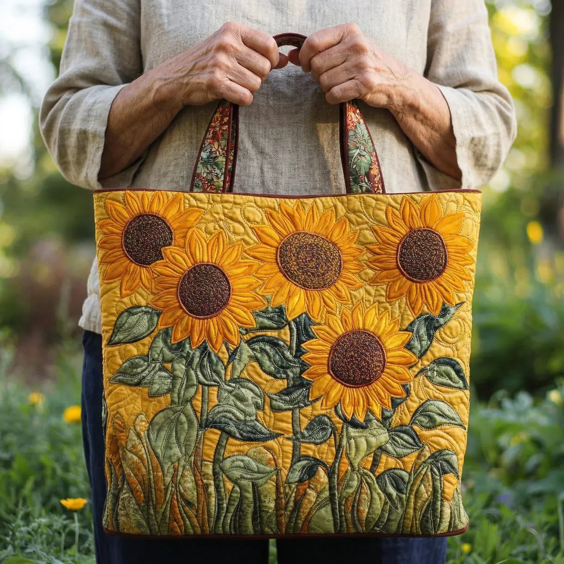 Classic Quilted Sunflower Bag