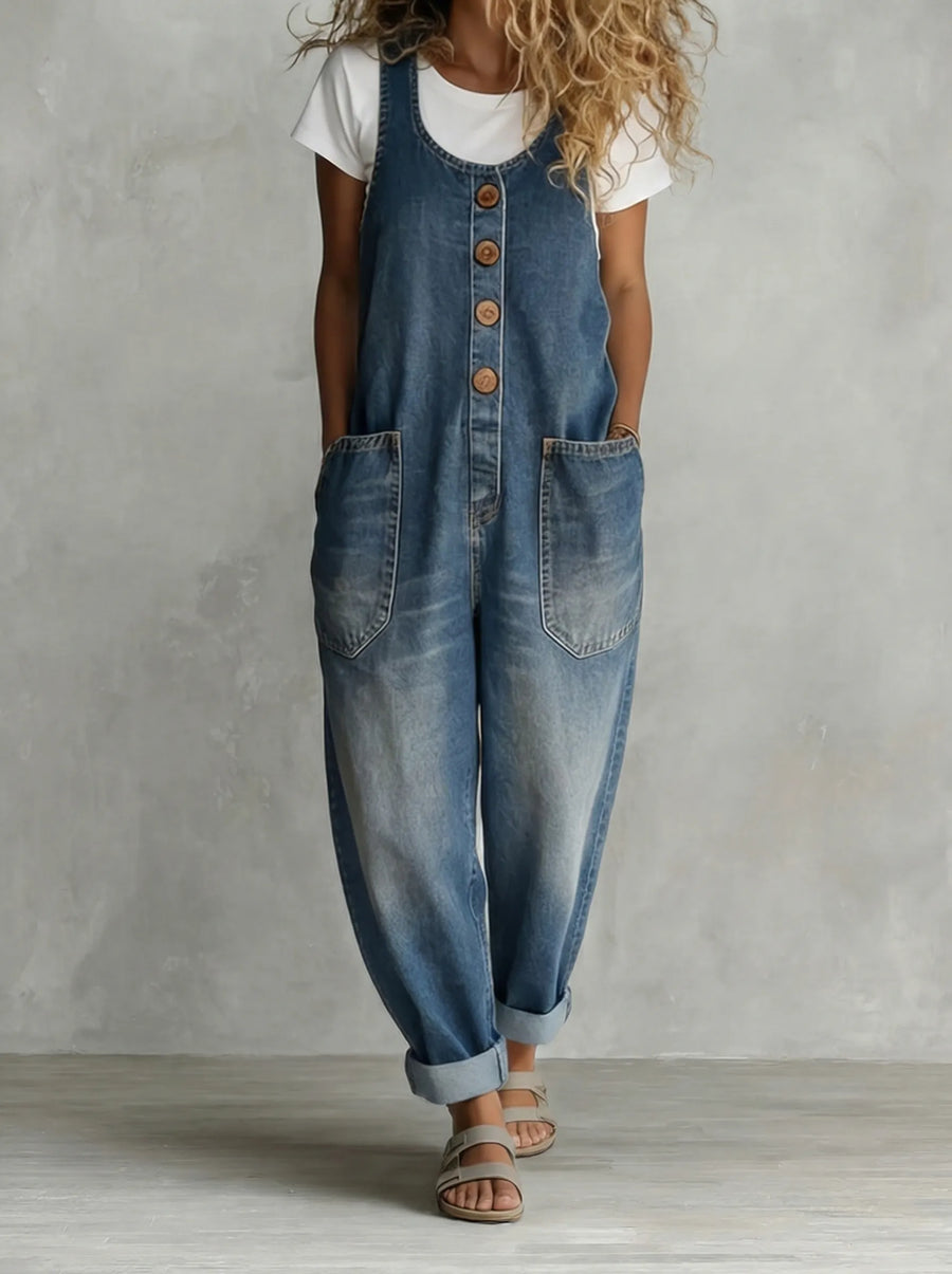 Sabrina | Loose Fitted Denim Jumpsuit
