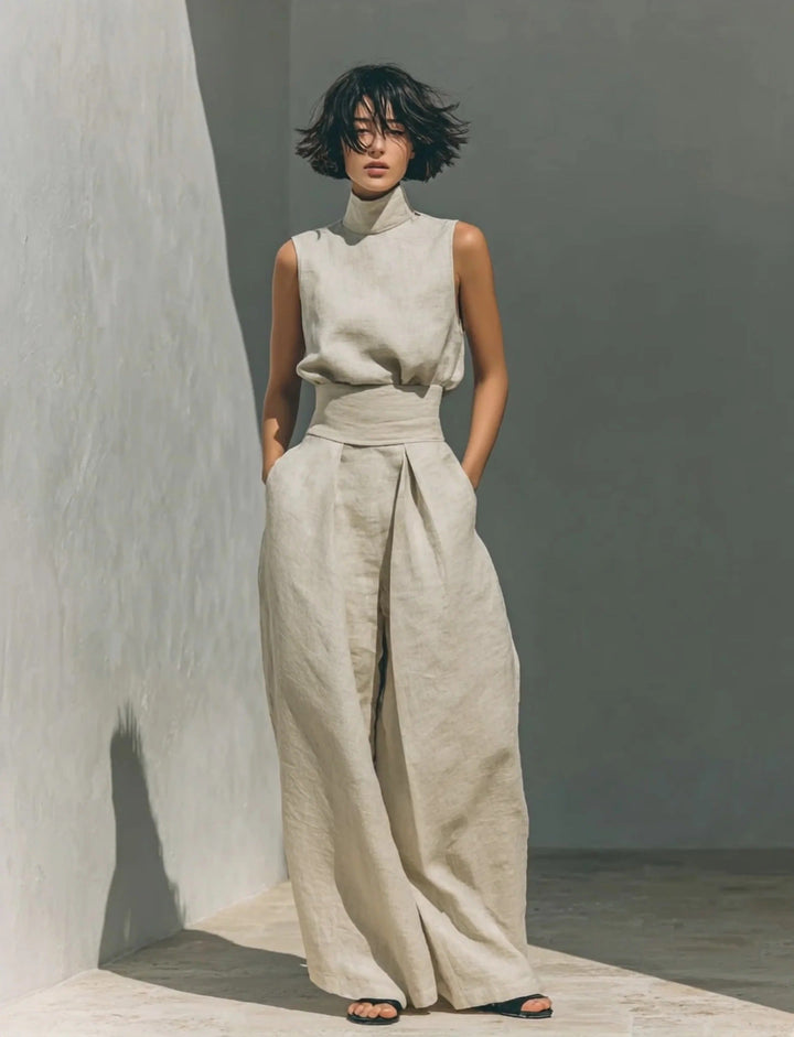 Georgiana | Sleeveless Blouse & Wide-Leg Pants Set